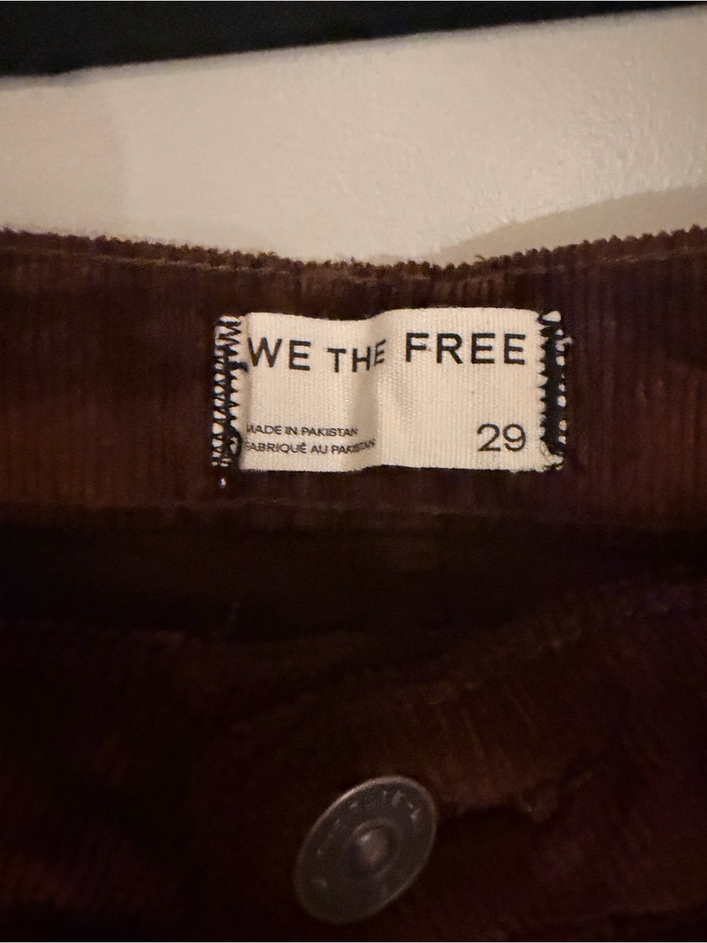 NWT Free People We The Free Deep Trance Cord Pant Chocolate Brown Size 29 - Picture 7 of 7
